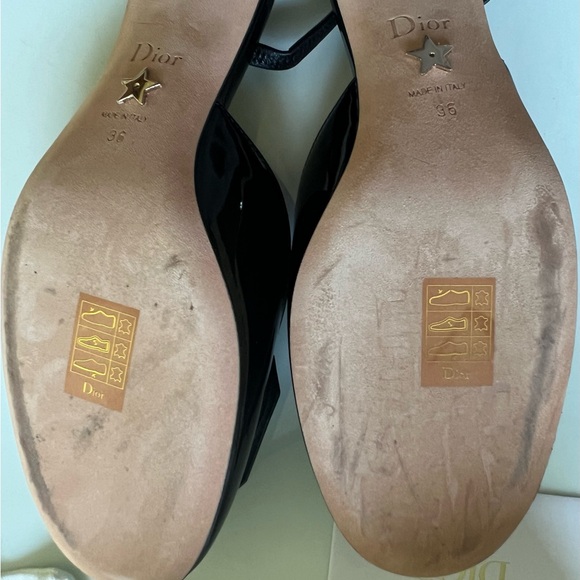 🔴Authentic NEW Christian Dior Logo Patent Leather Slingback Pumps Women's Shoes - Picture 7 of 11